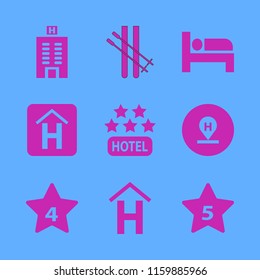 resort vector icons set. with hotel five stars, hotel four stars, hotel location and hotel sign in set