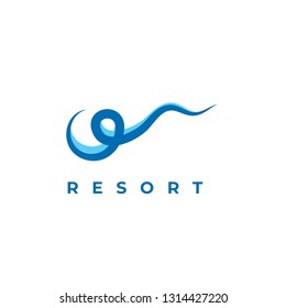 Resort vector logo. Wave logo 