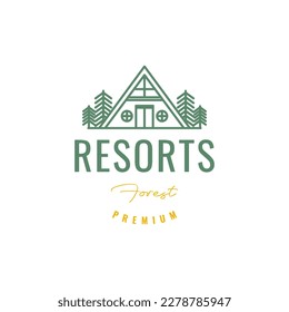 resort villa home house wood village forest holiday minimal logo design vector
