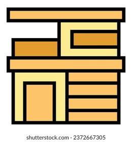 Resort villa icon outline vector. Modern house. Building cottage color flat