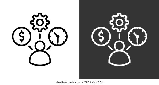 Resource Allocation Black And White Multiple Style Icon Set Collection Pack Vector Illustration