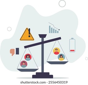 Resource allocation for effective business labor. HR personnel optimization, division and comparison to solve financial burden.flat characters.