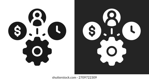 Icono De Asignación De Recursos En Estilo De Glifo En Blanco Y Negro