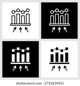 Icono de asignación de recursos con fondo blanco y negro