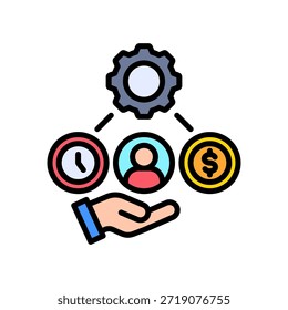 Ícone de alocação de recursos - Ilustração do vetor de cores lineares