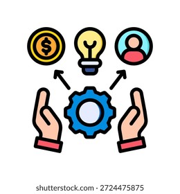 Icono de asignación de recursos Ilustración vectorial de color lineal