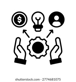 Resource Allocation Icon Mixed Glyph Vector Illustration