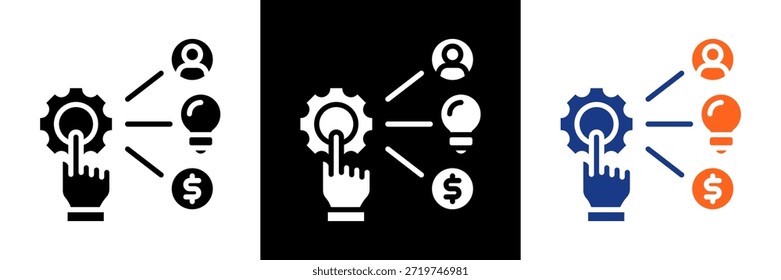 Resource Allocation Icon Set Glyph Vector Illustration