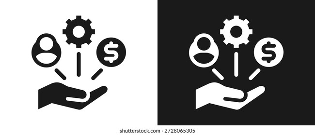 Conjunto De Iconos De Asignación De Recursos Glifo En Fondo Blanco Y Negro