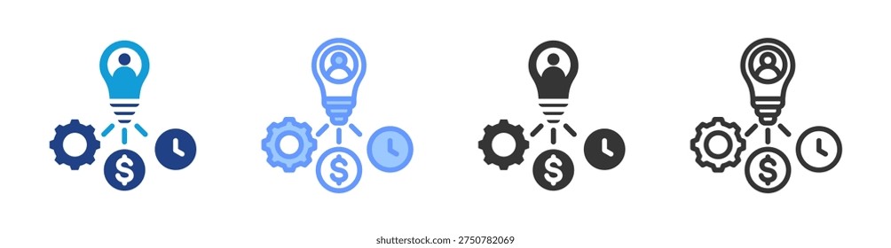 Resource Allocation icon set multiple style collection