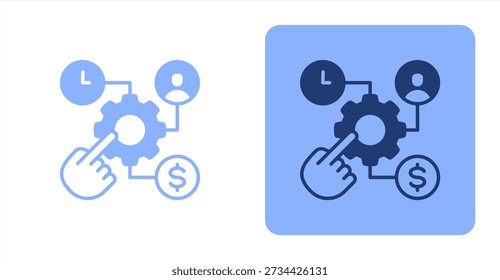 Asignación de recursos mixta Color de dos tonos e ilustración de icono de fondo en contraste