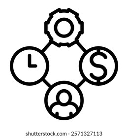 Resource Allocation Vector Line Icon Design