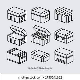 Resource Ammunition Inventory Boxes Vector Icons Set