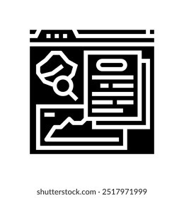 vetor de ícone de glifo de mineração de avaliação de recursos. sinal de mineração de avaliação de recursos. ilustração de símbolo isolado