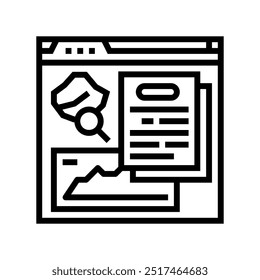 vetor de linha de mineração de avaliação de recursos. sinal de mineração de avaliação de recursos. símbolo de contorno isolado ilustração em preto
