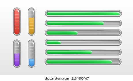 Resource Bar Set for Gaming UI. Web Template for Video Games. Vector illustration