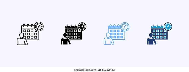 Icono de Calendario de recursos Establecer Colección de estilos múltiples