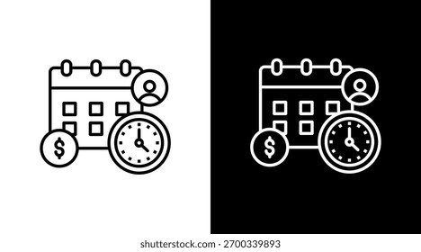 Calendario de recursos Diseño de conjunto de iconos blancos