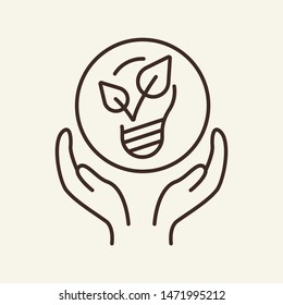 Resource conservation line icon. Hands, plant, protection. Ecology concept. Can be used for topics like agriculture, nature, land