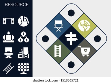resource icon set. 13 filled resource icons.  Simple modern icons about  - Panel, Ladder, Solar panel, Director, Reservoir, Water tank, Organization, Geothermal, Solidarity