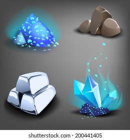 Resource icons for games. Vector.