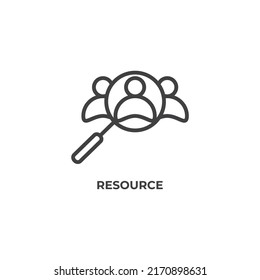 icono de línea de recursos. signo de estilo lineal para concepto móvil y diseño web. Icono de vector de contorno. Símbolo, ilustración del logotipo. Gráficos vectoriales