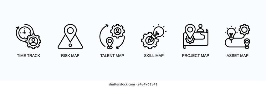 Resource Management Banner Web Icon Vector Illustration Concept With Time Track, Risk, Talent, Skill, Project, Asset, Map