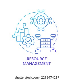 Resource management blue gradient concept icon. System orchestration. Data lake architecture abstract idea thin line illustration. Isolated outline drawing. Myriad Pro-Bold font used