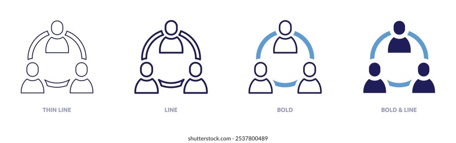 Resource management icon in 4 different styles. Thin Line, Line, Bold, and Bold Line. Duotone style. Editable stroke.