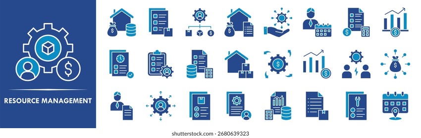 Resource Management icon collection set. Containing design business, management, team, teamwork, employee, corporate