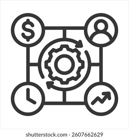 Resource Management Outline Icon Vector Illustration