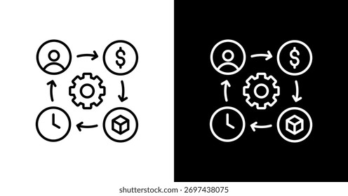 Resource Management White Icon Set Design