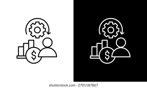 Design do conjunto de ícones brancos de gerenciamento de recursos