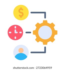 Vektorgrafik für flaches Design des Symbols für Ressourcenplanung