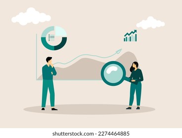 Resource planning or project management, ERP or marketing software, people or strategy to optimize process, client or CRM concept, businessman managing or analyze resource planning software pie chart.
