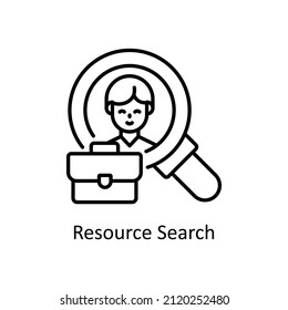 Resource Search vector Outline icon for web isolated on white background EPS 10 file