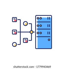 Resource Server RGB Color Icon. Virtual Database Access, Information Storage. Internet Technology. Web Service Host Server, Data Hub. Isolated Vector Illustration