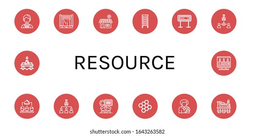 resource simple icons set. Contains such icons as Coordinator, Dam, Solar, Ladder, Panel, Collaboration, Group, Organization, Solar panel, can be used for web, mobile and logo