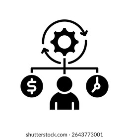 Ilustração do vetor de glifo do ícone de utilização de recursos
