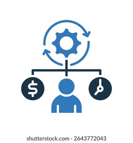 Ilustração de vetor misto do ícone de utilização de recursos