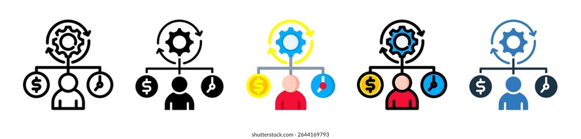 Ícone de utilização de recursos - Ilustração de vetor de vários estilos