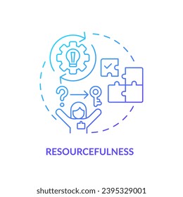 Resourcefulness blue gradient concept icon. Limited resources. Creative thinking. Find solution. Problem solving. Self employment abstract idea thin line illustration. Isolated outline drawing