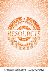 Resources abstract orange mosaic emblem with background