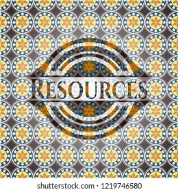 Resources arabesque style badge. arabic decoration.