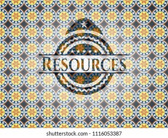 Resources arabic badge background. Arabesque decoration.