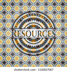 Resources arabic badge background. Arabesque decoration.