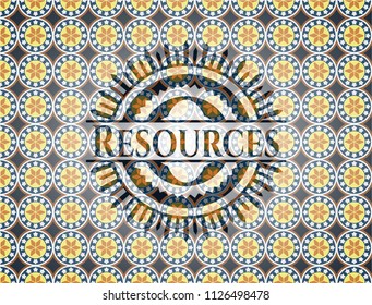 Resources arabic style badge. Arabesque decoration.