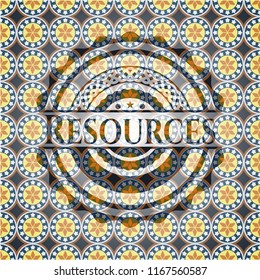Resources arabic style badge. Arabesque decoration.