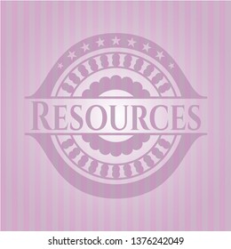 Resources badge with pink background