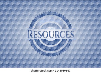 Resources blue hexagon emblem.